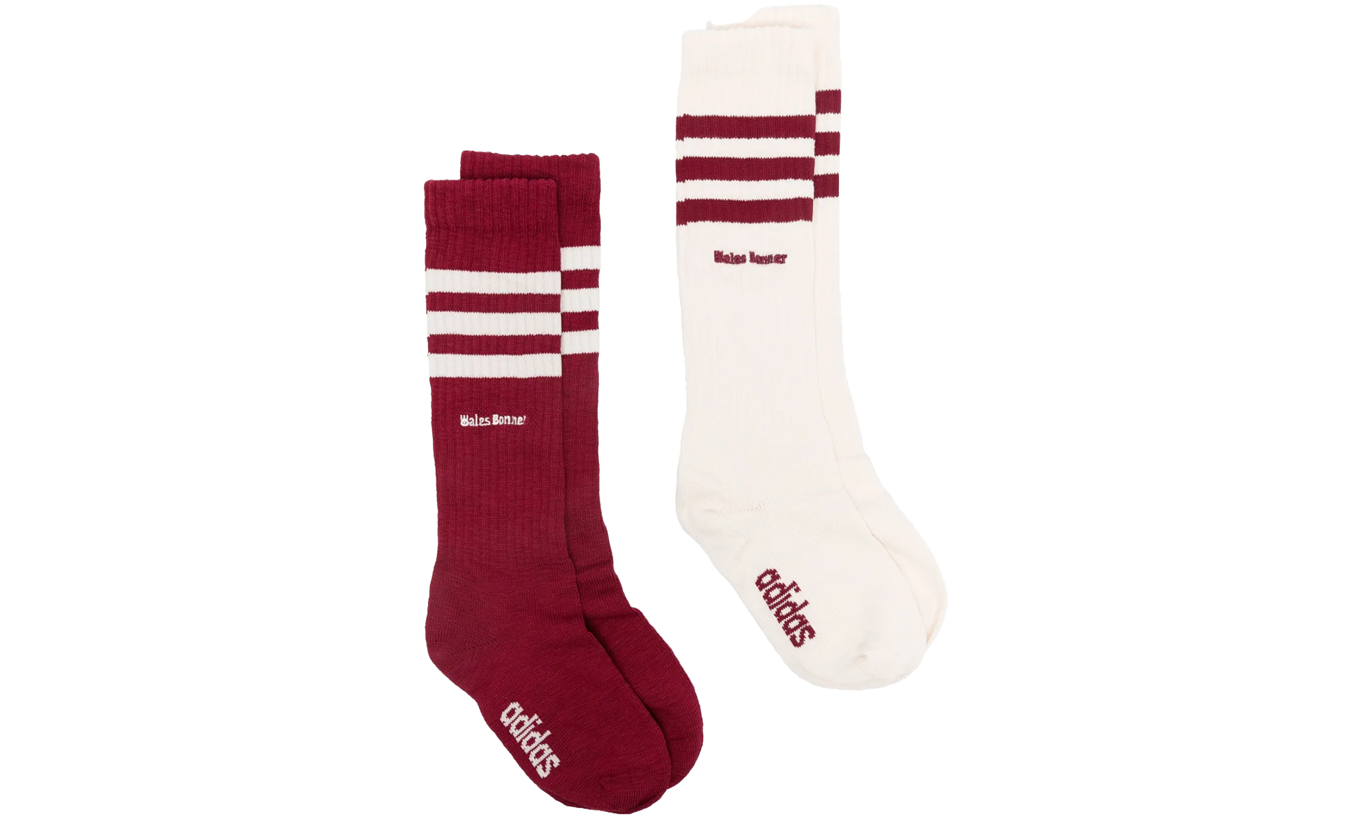 3 Stripe Stock Set "Wales Bonner - Wonder White / Collegiate Burgundy" JH3610