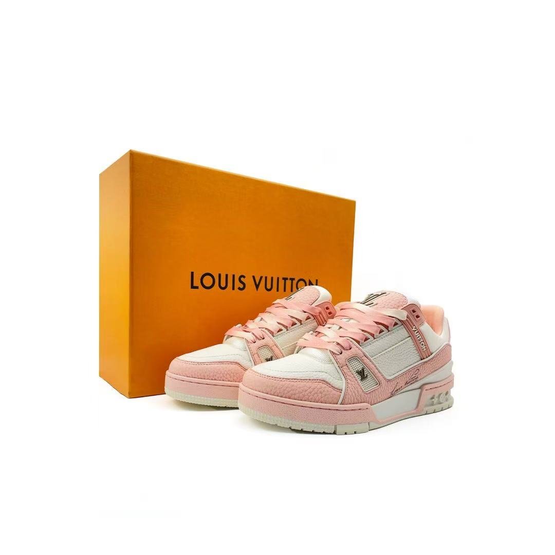 Louis Vuitton Pink & White Trainer Sneakers