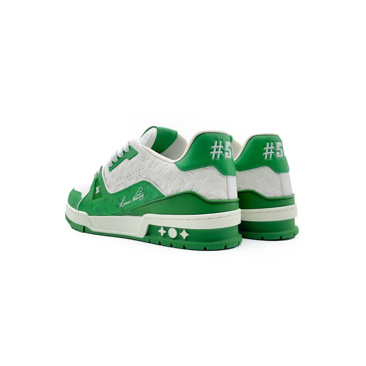 Louis Vuitton Trainer #54 Signature White & Green Sneakers