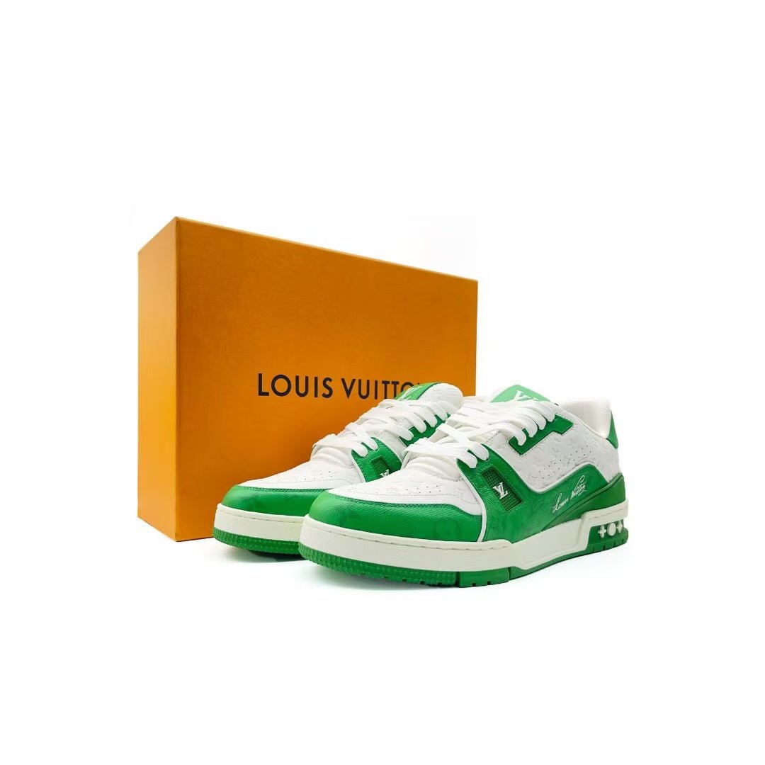 Louis Vuitton Trainer #54 Signature White & Green Sneakers