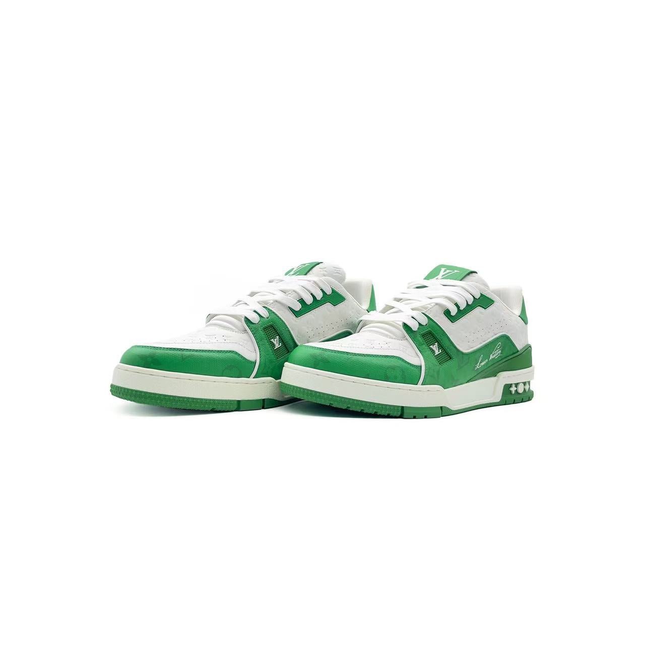 Louis Vuitton Trainer #54 Signature White & Green Sneakers
